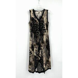 SOFT SURROUNDINGS midi tank dress sleeveless animal print knit jersey casual XS